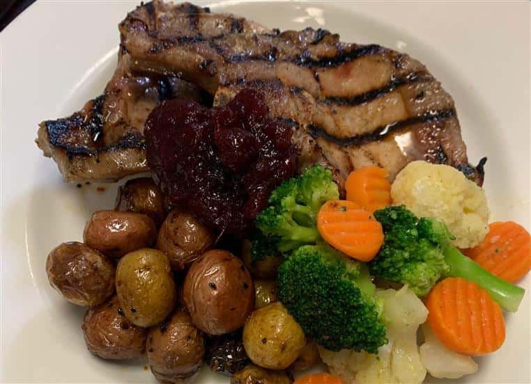 Signature Cowboy Cut Ribeye: This generous 16 oz. bone In Angus ribeye is our juiciest and most flavorful steak. Served with roasted sunrise potatoes and fried Brussels sprouts